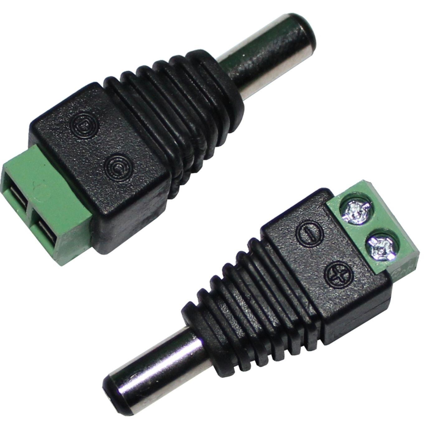 LED DC Verbinder mit Schraubklemmen 5,5/2,1mm Hohlstecker für einfarbige LED Streifen 2-Pin
