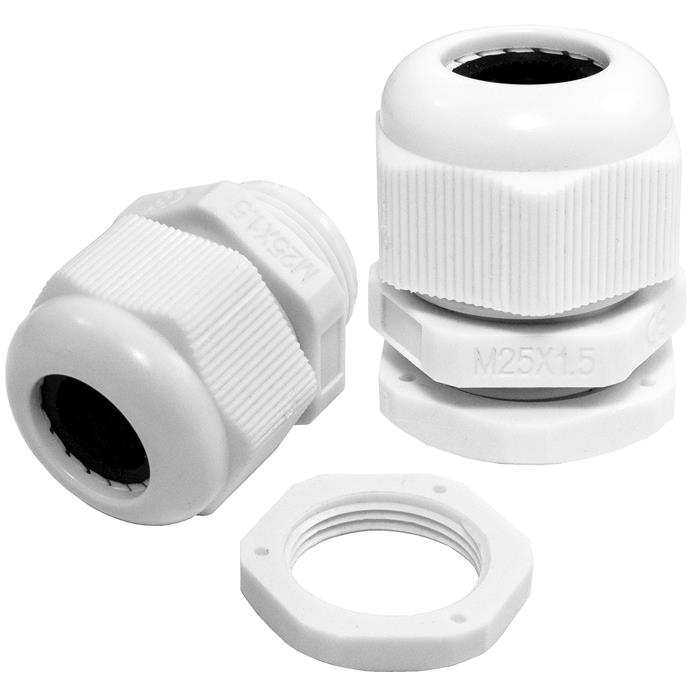 10x Cable gland M25 grey IP67 metric 9-17mm