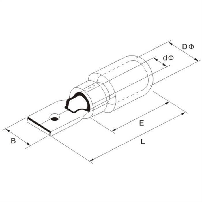 25x Flachstecker teilisoliert 0,5-1,5mm² Steckmaß 0,8x6,4mm Rot Steckverbinder Messing verzinnt