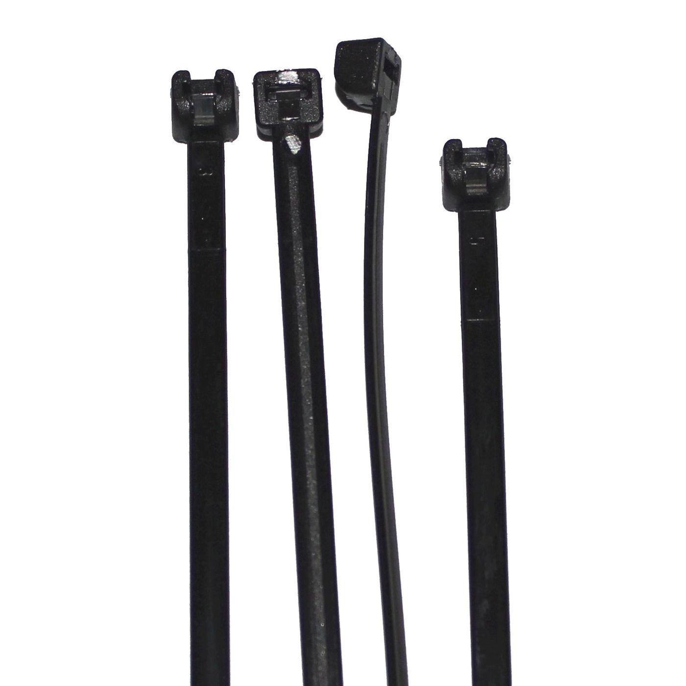 100x Kabelbinder mit Metallzunge 100 x 2,5mm Schwarz 18kg PA6.6 Polyamid Industriequalität