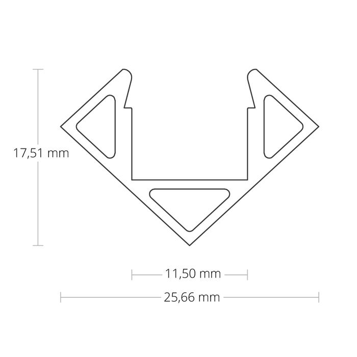 1m LED profile PO23  White 25,7x17,5mm Aluminium Corner profile for 11mm LED strips
