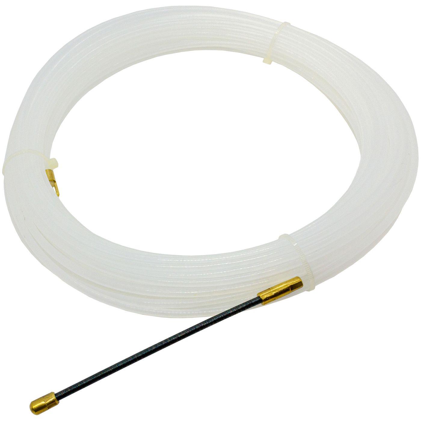 30m Kabeleinziehhilfe 4mm Polyamid Nylon Zugdraht mit Führungsfeder Kabel Einziehband