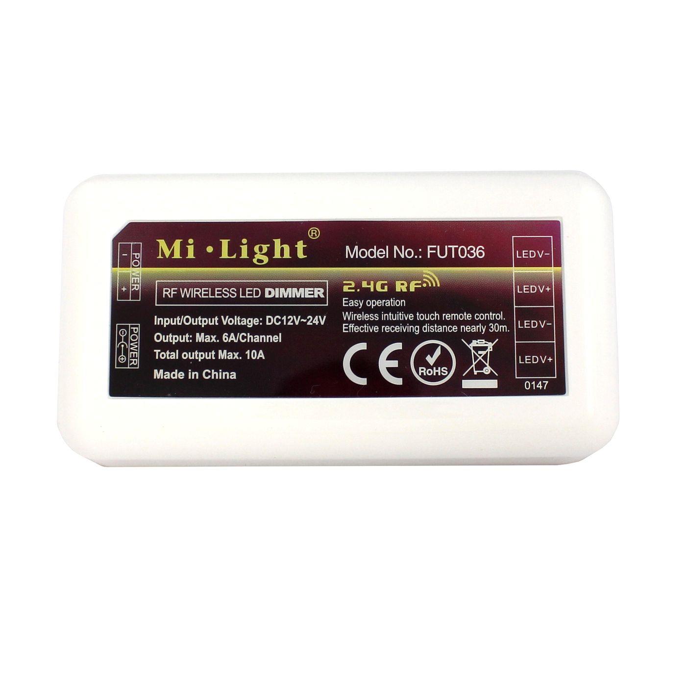 MiLight MiBoxer LED 4-Zone Empfänger 12...24V 240W WLAN + RF 2,4GHz Controller für einfarbige LED Streifen 2-Pin