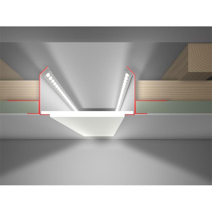 2m LED Trockenbauprofil ADD für Voutenbeleuchtung 40-80mm Sichtschenkel Stahl Zinkblech