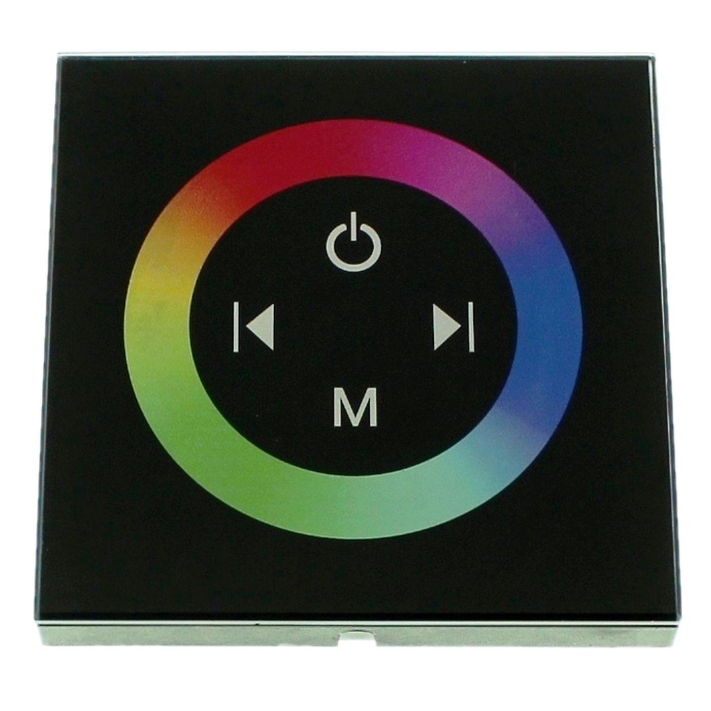 RGB LED Touch Panel Controller schwarz TM08 12...24V 288W Glas Design Optik für Farbwechsel Streifen 4-Pin