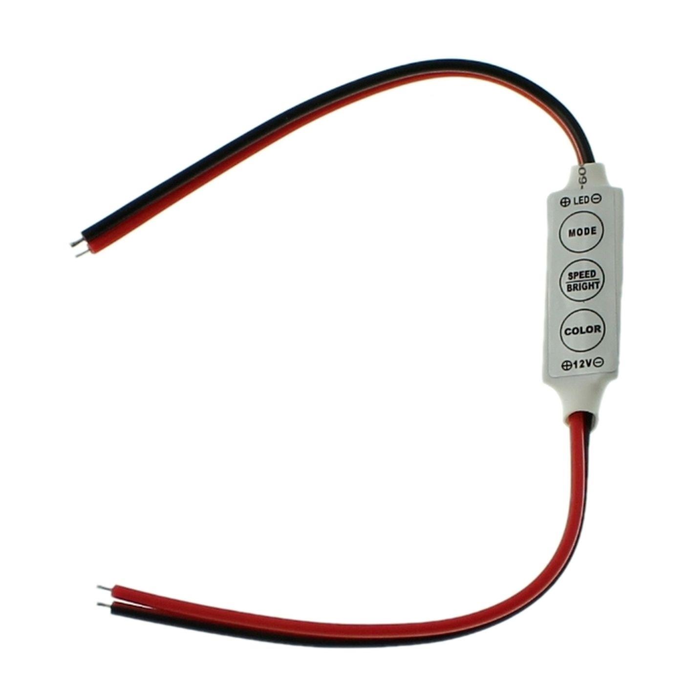Mini LED Controller 12V 72W für einfarbige LED Streifen 2-Pin offene Kabelenden