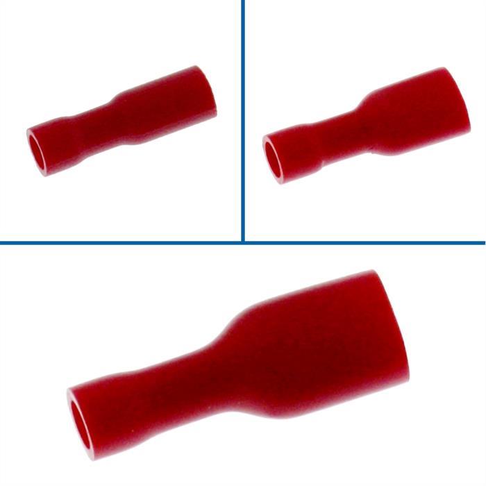 25x Flachsteckhülse vollisoliert 0,5-1,5mm² Rot für Flachstecker Messing verzinnt