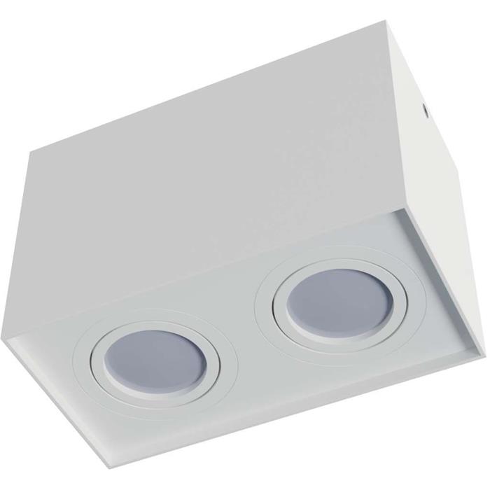 LED Surface mount frame Twin Square 175x95x125mm White Aluminium Swivelling Spot GU10 MR16