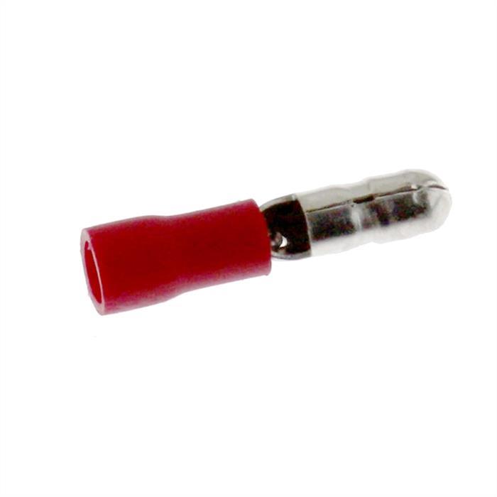 25x Round plug partially insulated 0,5-1,5mm² Pin diameter 4mm Red Connectors Brass tinned