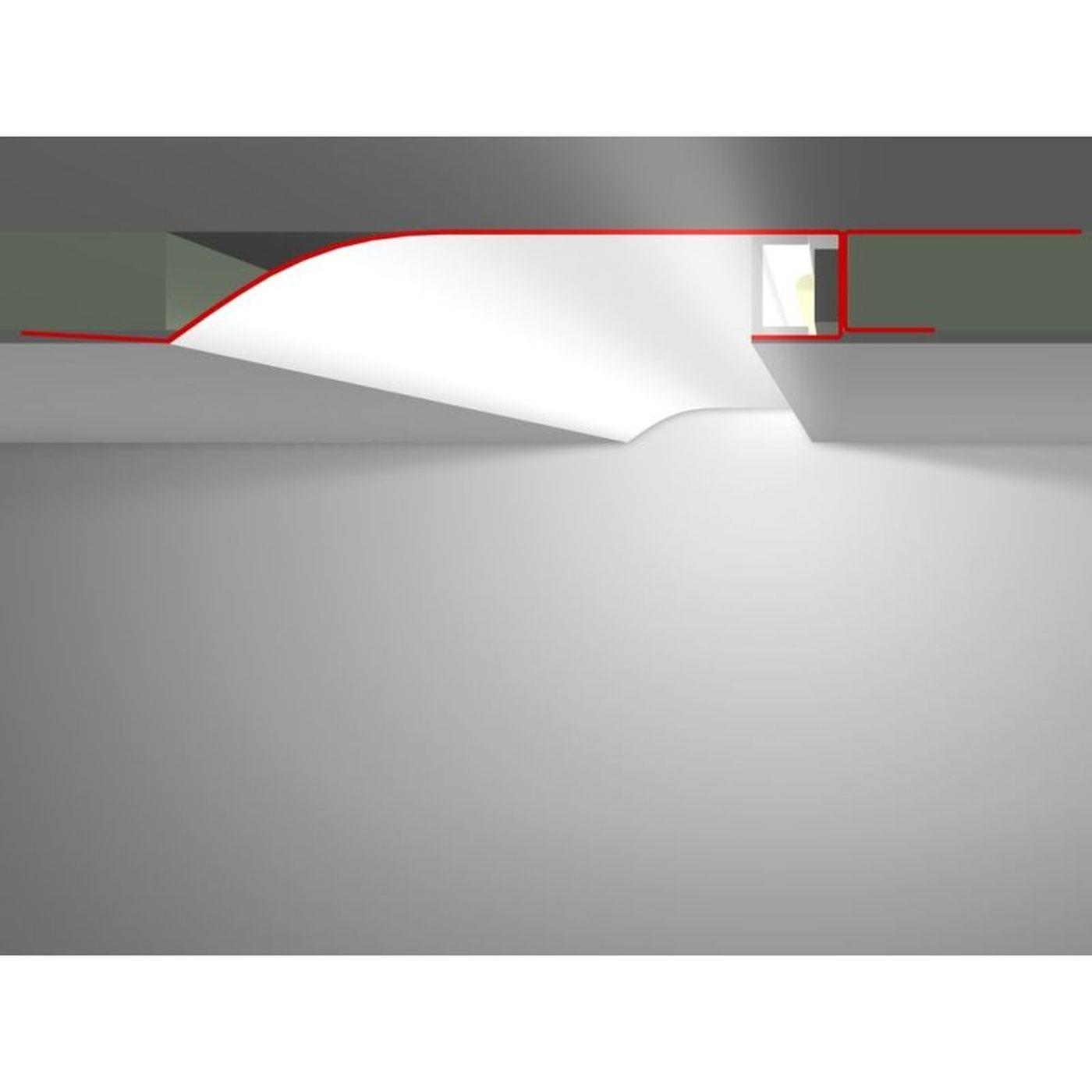 2m LED Drywall profile R10-F with reflector viewing leg for Plasterboard Steel Zinc sheet