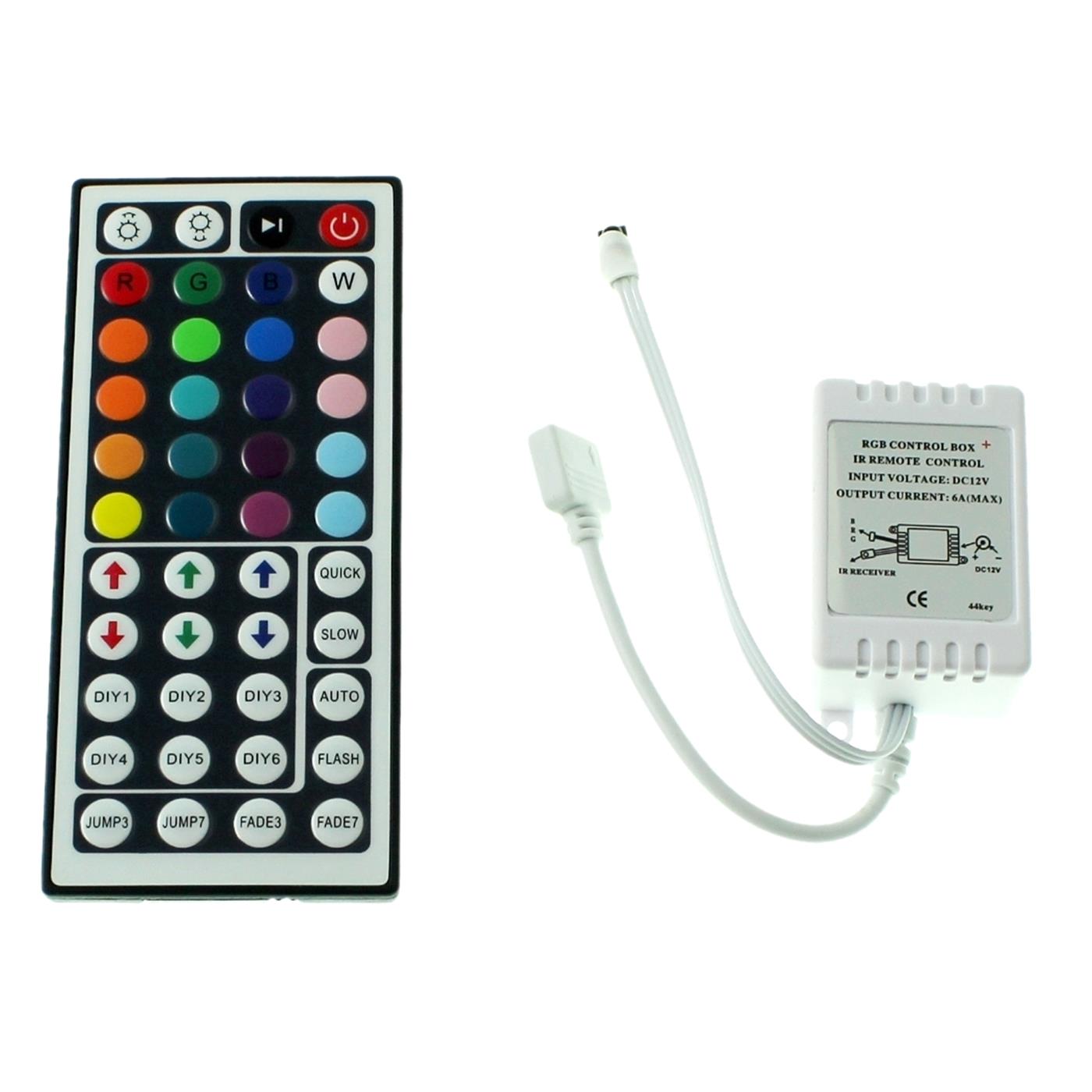 RGB LED 44Key Controller 12V 72W for colour changing strips 4-Pin plug + play