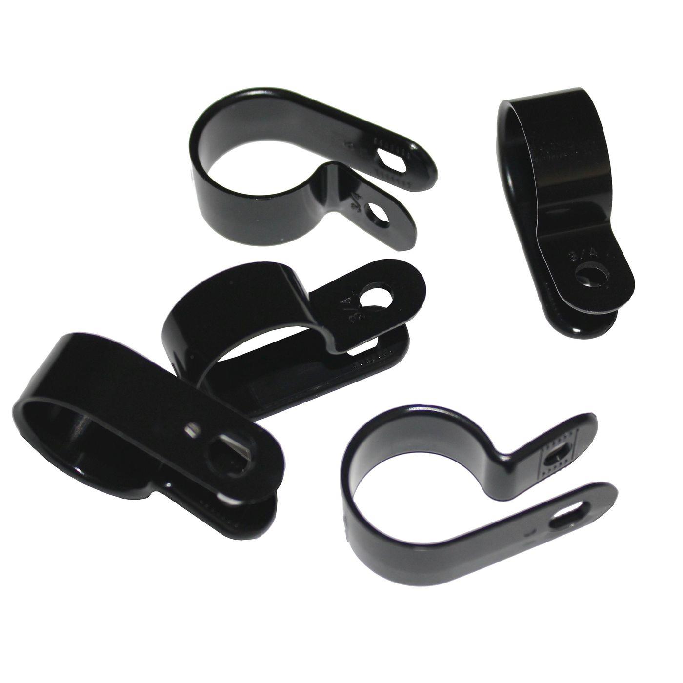 100x P-Clip for cable 12mm black Nylon Cable clamp Cable fixation Chassis clamps