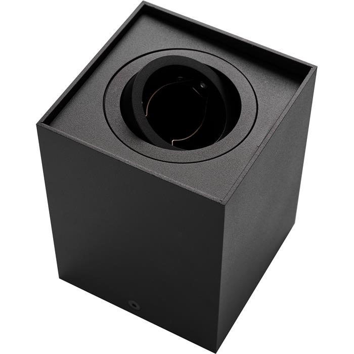 LED Surface mount frame Square 98x98x125mm Black Aluminium Swivelling Spot GU10 MR16