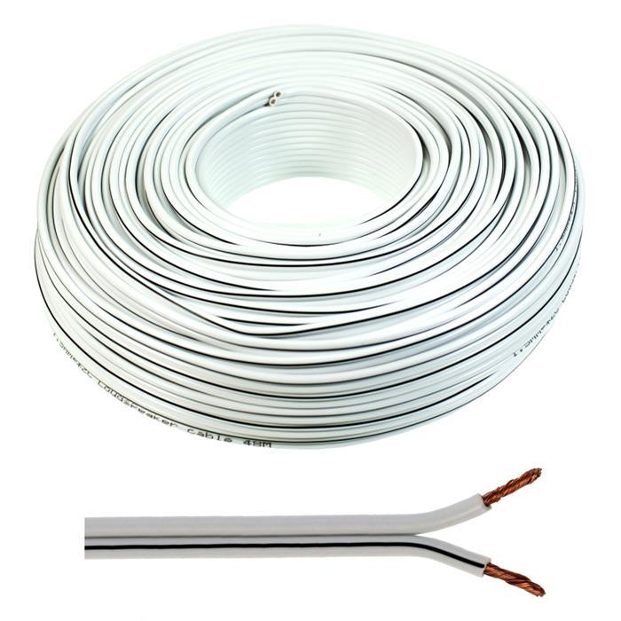 50m Speaker cables 2x 2,5mm² White Audio cable Box housing cable
