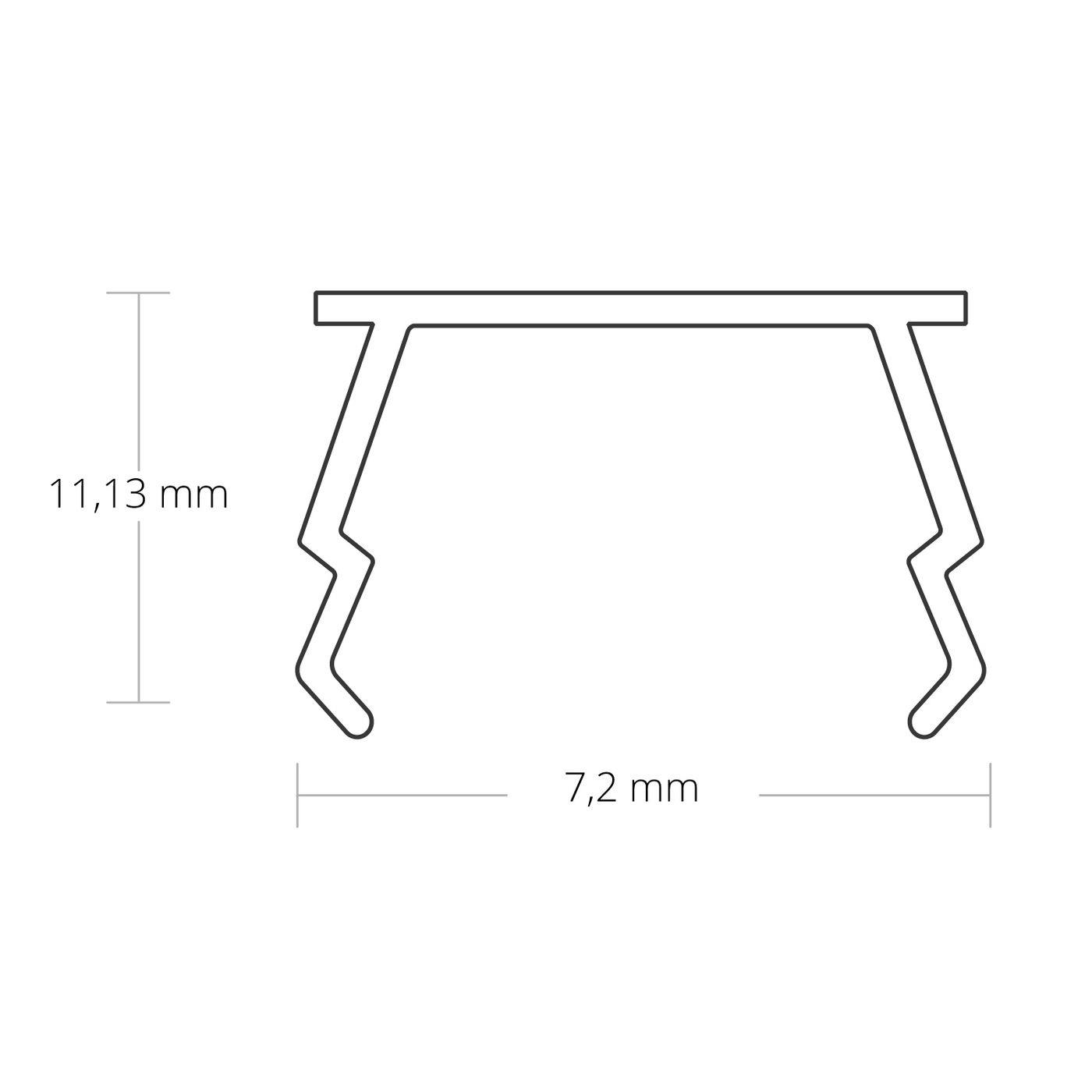 2m Cover C27 For profiles 8mm 11,1x7,2mm Plastic