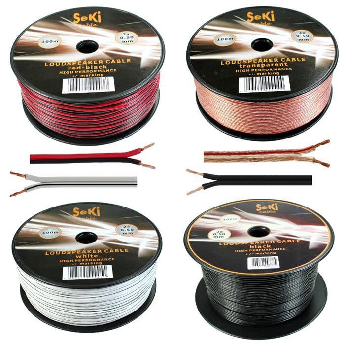 100m Speaker cables 2x 0,5mm² Red Black Audio cable Box housing cable