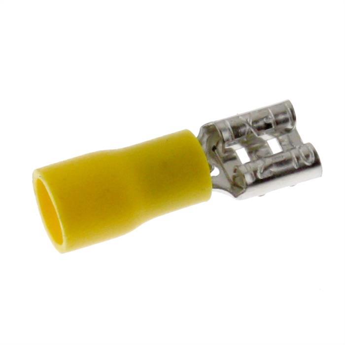 25x Flat receptacle partially insulated 4-6mm² Plug-in dimension 0,8x6,8mm Yellow for flat plug Brass tinned