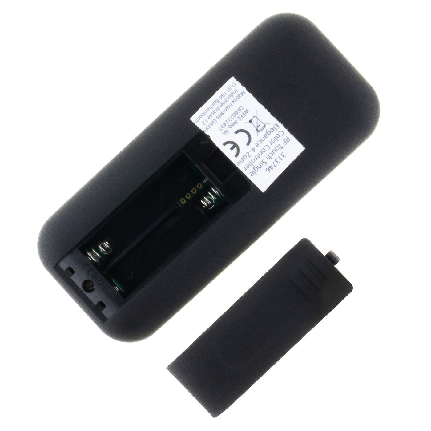 Elegance LED 4-Zone Fernbedienung Touch 2,4GHz schwarz für einfarbige LED Streifen 2-Pin