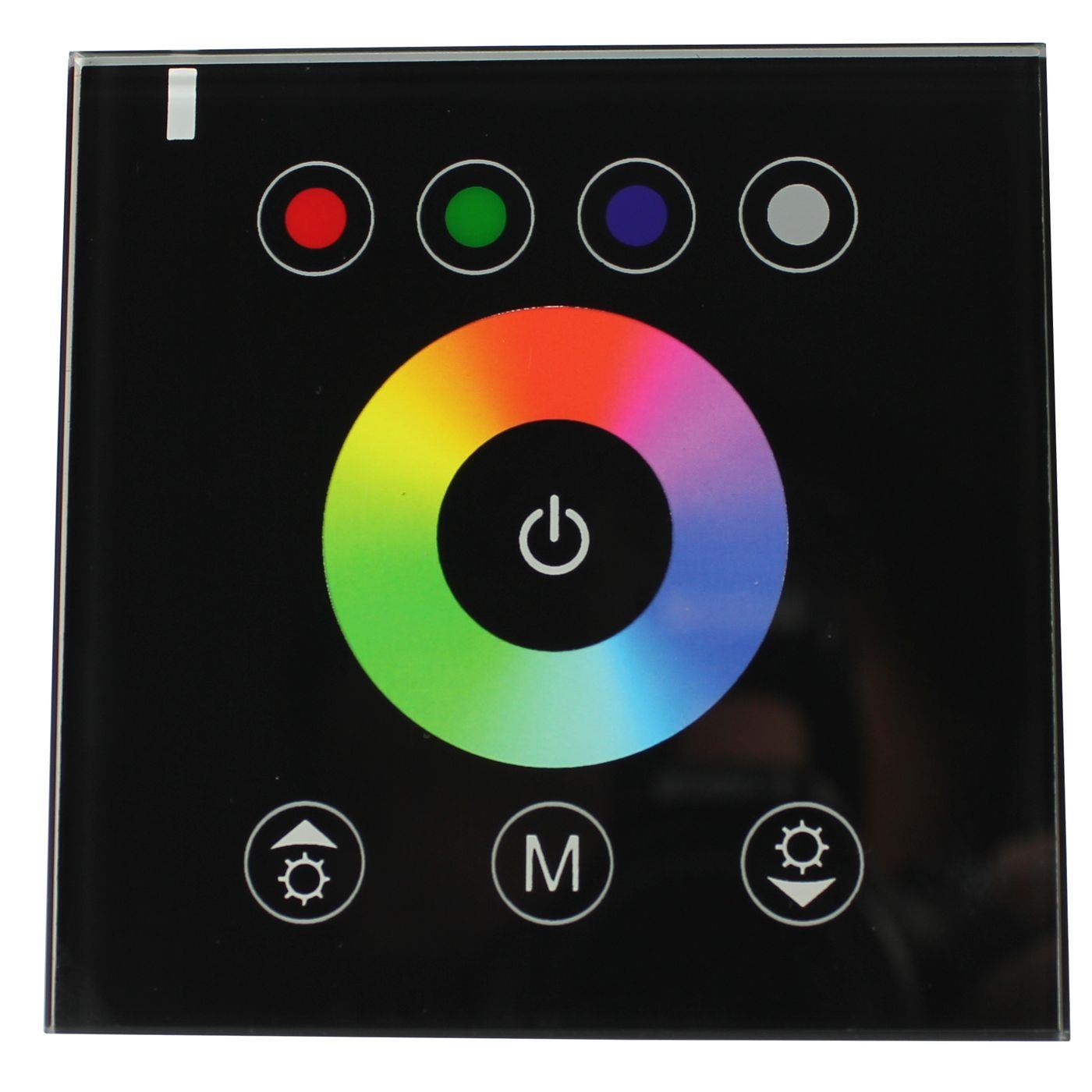 RGBW LED Wand Touch Panel Controller 12...24V 384W Glas Design Optik für Farbwechsel Streifen 5-Pin