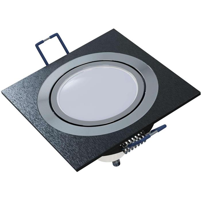 LED Einbaurahmen Quadratisch 93x93x22mm Schwarz Aluminium Schwenkbar Spot GU10 MR16