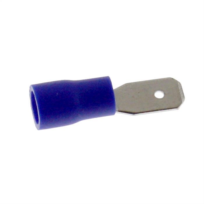 25x Flat plug partially insulated 1,5-2,5mm² Plug-in dimension 0,8x4,8mm Blue Connectors Brass tinned
