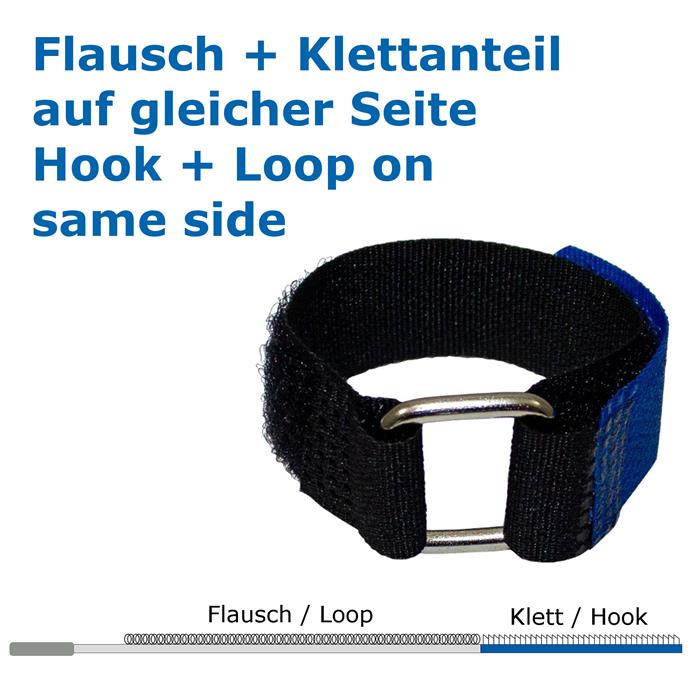 10x Hook + Loop Cable tie 400 x 30mm Black Blue normal Reusable Hook + Loop fastener
