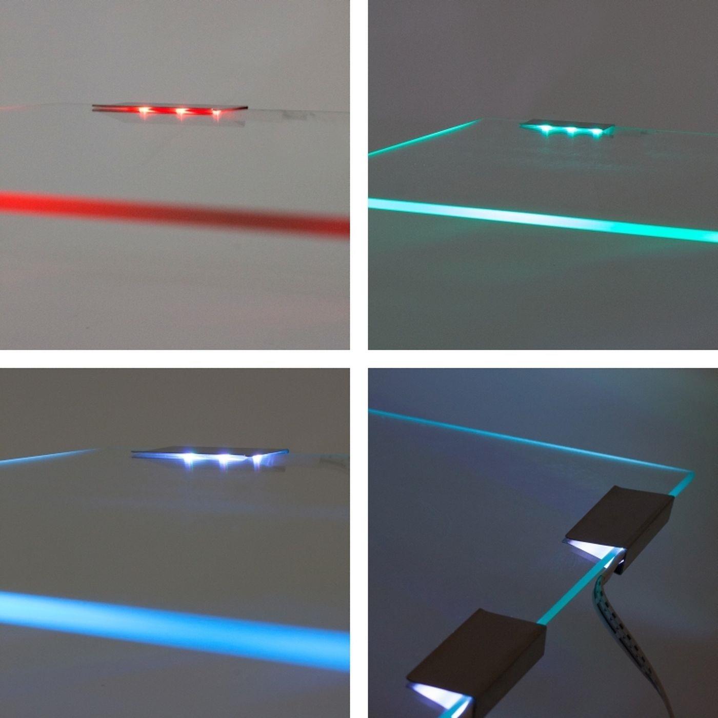 RGB Glaskantenbeleuchtung Clip + 2m Kabel 3x LED5050 Schrank und Vitrinenbeleuchtung