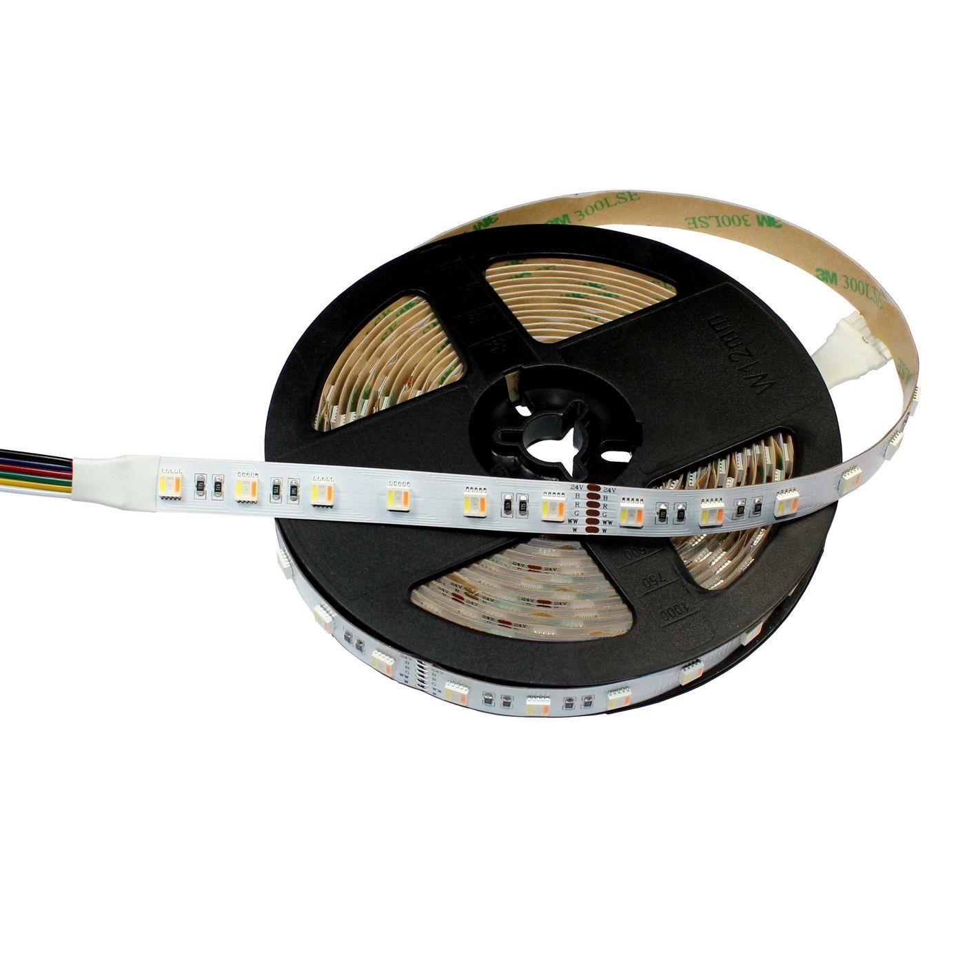5m (500cm) RGBW + WW 5in1 LED Streifen Band Leiste 24V IP20 300LEDs 60LED/m SMD5050