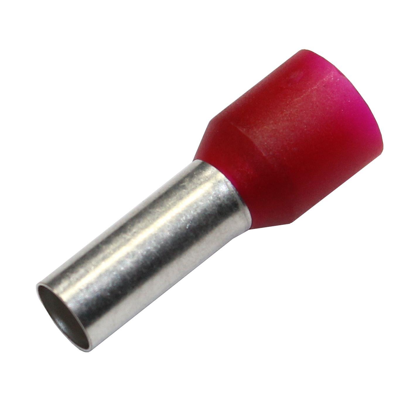 100x Aderendhülse isoliert 10mm² Rot Kupfer verzinnt 4,5x12mm Hülse