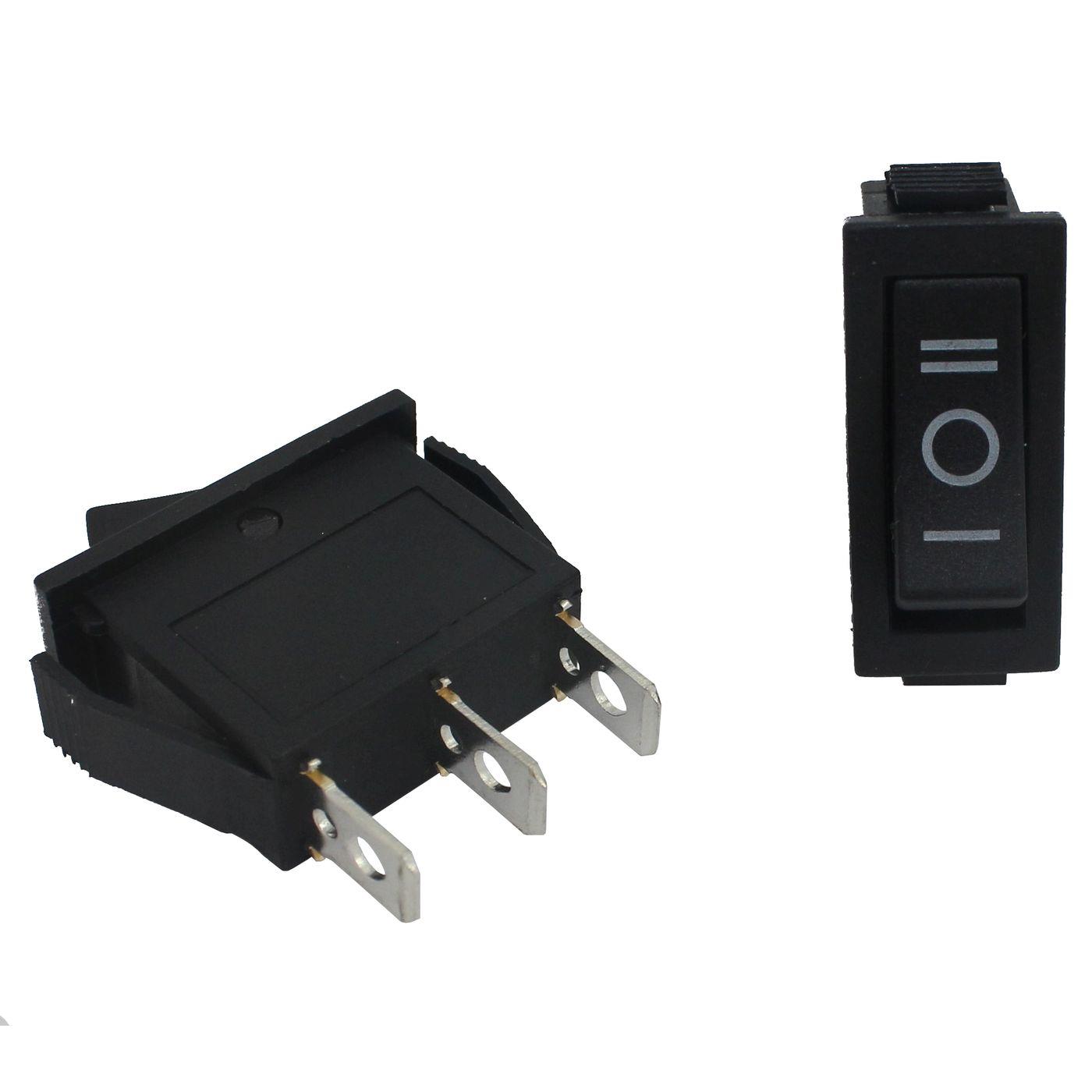 5x Toggle switch 1pole 250V 6A I-0-II 31x14mm Black Rocker switch