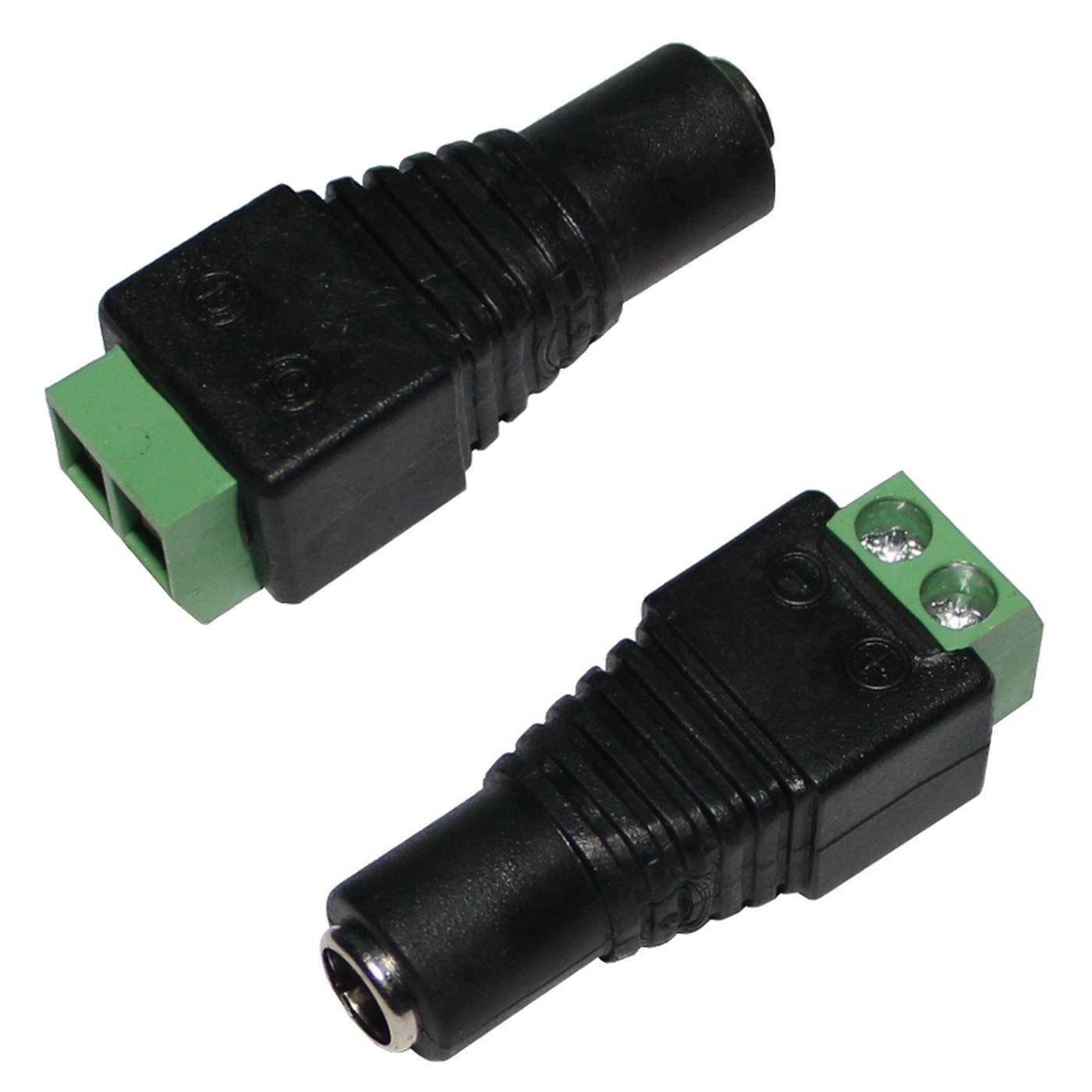 LED DC Verbinder mit Schraubklemmen 5,5/2,1mm Buchse für einfarbige LED Streifen 2-Pin