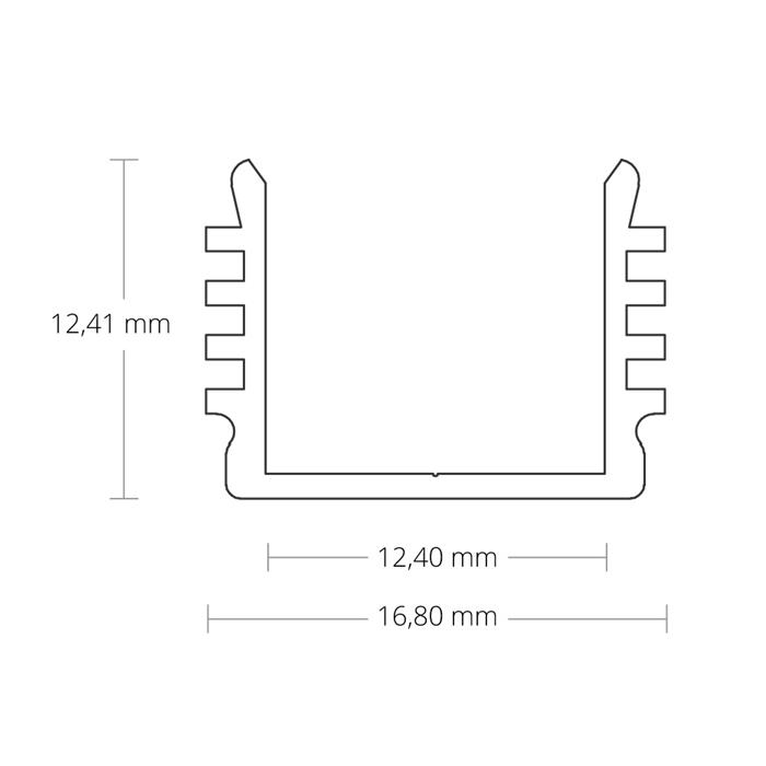 1m LED Profil PL5 Schwarz 16,8x12,4mm Aluminium Aufbauprofil für 12mm LED Streifen