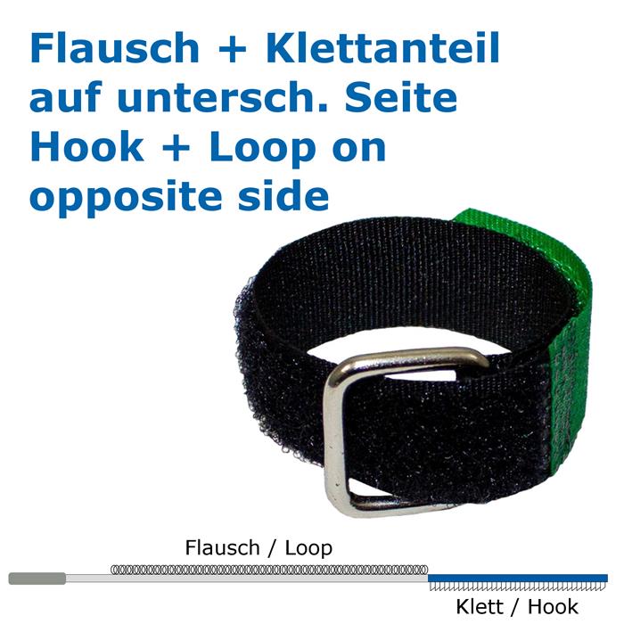 10x Hook + Loop Cable tie 600 x 38mm Black Blue crossed Reusable Hook + Loop fastener