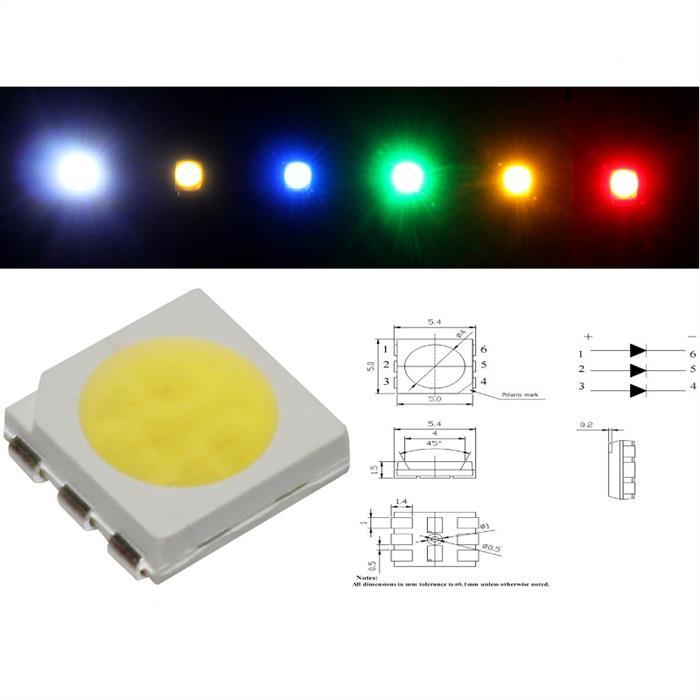 50x Superhelle LEDs SMD 5050 Rot 20mA 5V 1300…1700mcd 120° 5x5mm PLCC6