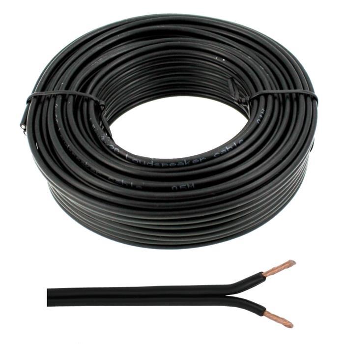 10m Speaker cables 2x 2,5mm² Black Audio cable Box housing cable