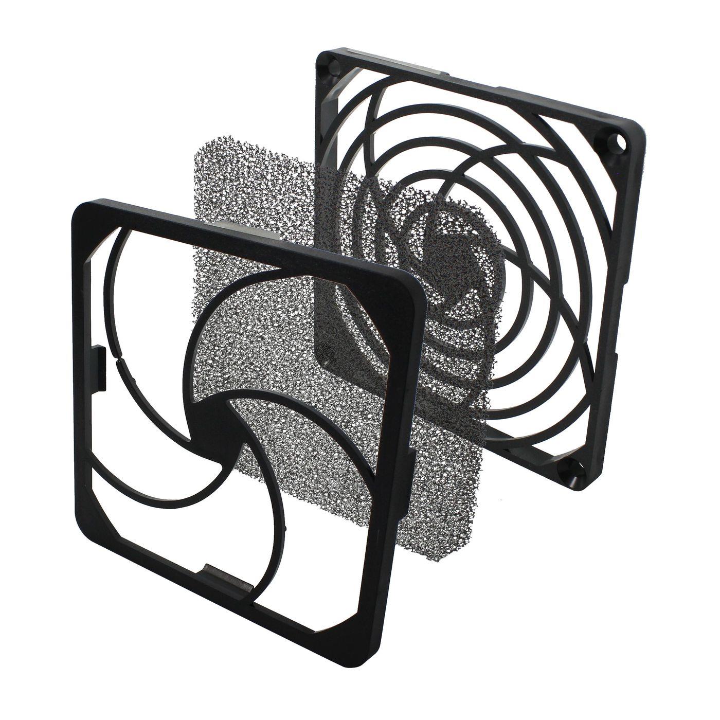 Fan grille + Dust filter 92x92mm 30ppi 3-part spin-on filter