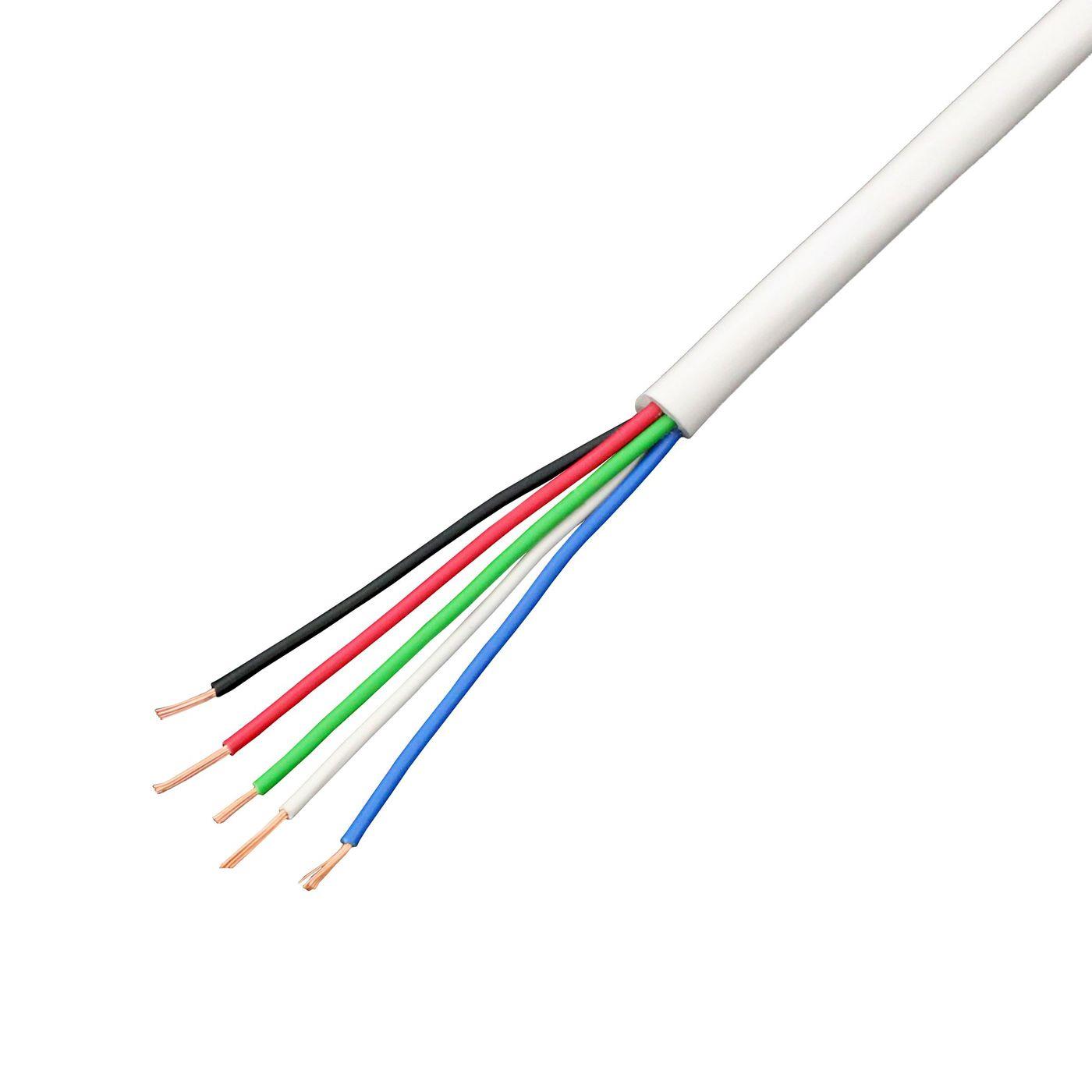1m RGBW LED Control cable 5x 0,34mm² LiYY Extension 5 wire Power cable White
