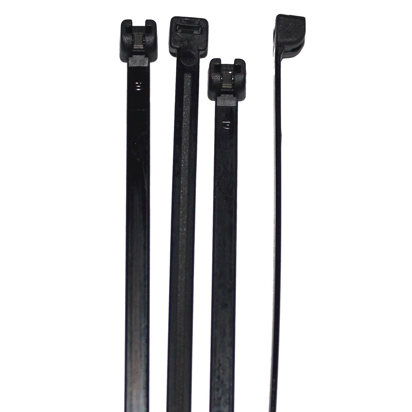 100x Cable tie with Metal tongue 360 x 4,5mm Black 40kg PA6.6 Polyamide Industrial quality