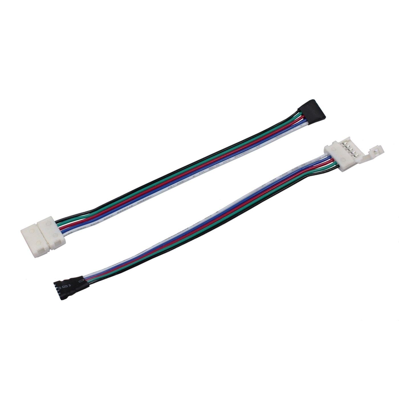 17cm RGBW LED Steckverbinder -> Clip Schnellverbinder 5 Pin Buchse -> Clip  für 10mm RGBW LED Streifen 15x5mm