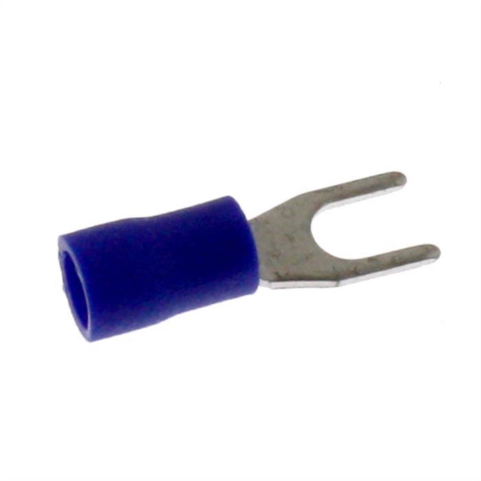 25x Forked cable lug partially insulated 1,5-2,5mm² Hole diameter M4 Blue Ring lug Copper tinned