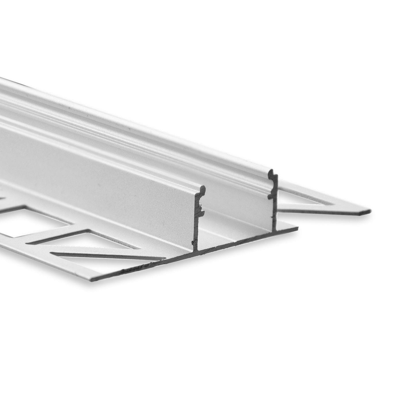 2m LED Profil FP1 Silber 57x11mm Aluminium Fliesenprofil für 14mm LED Streifen
