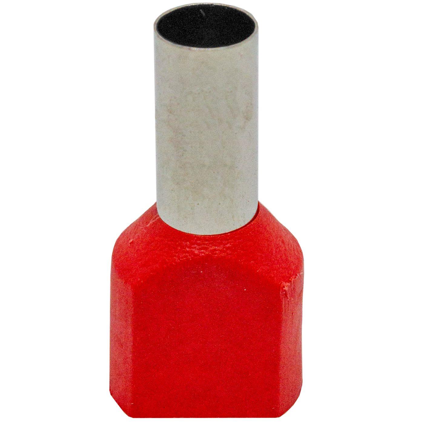 100x Twin wire end ferrule isolated 2x 10mm² Red Copper tinned 6,8x14mm Sleeve