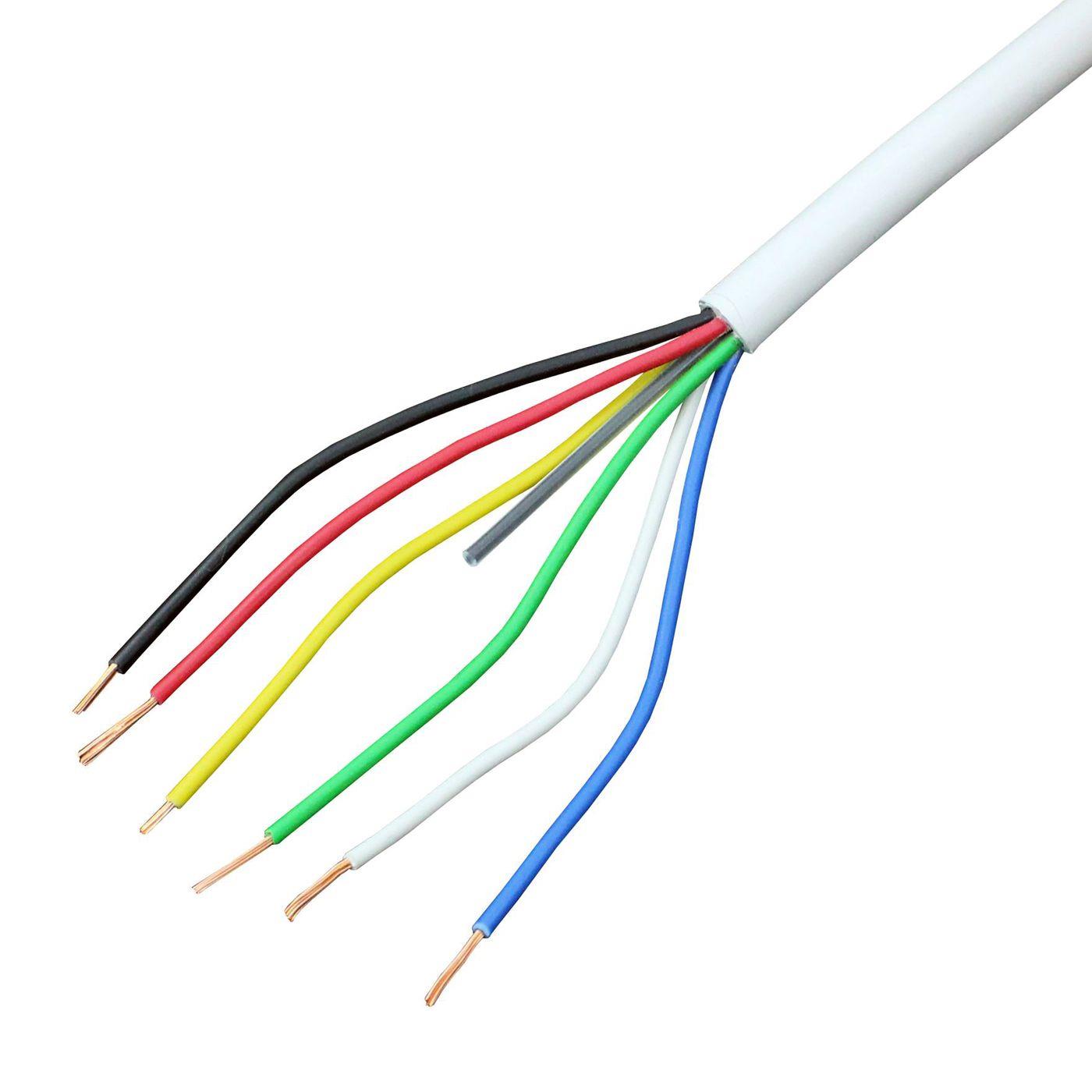 1m RGBW CCT LED Steuerleitung 6x 0,34mm² LiYY Verlängerung 6 adrig Stromkabel Weiß