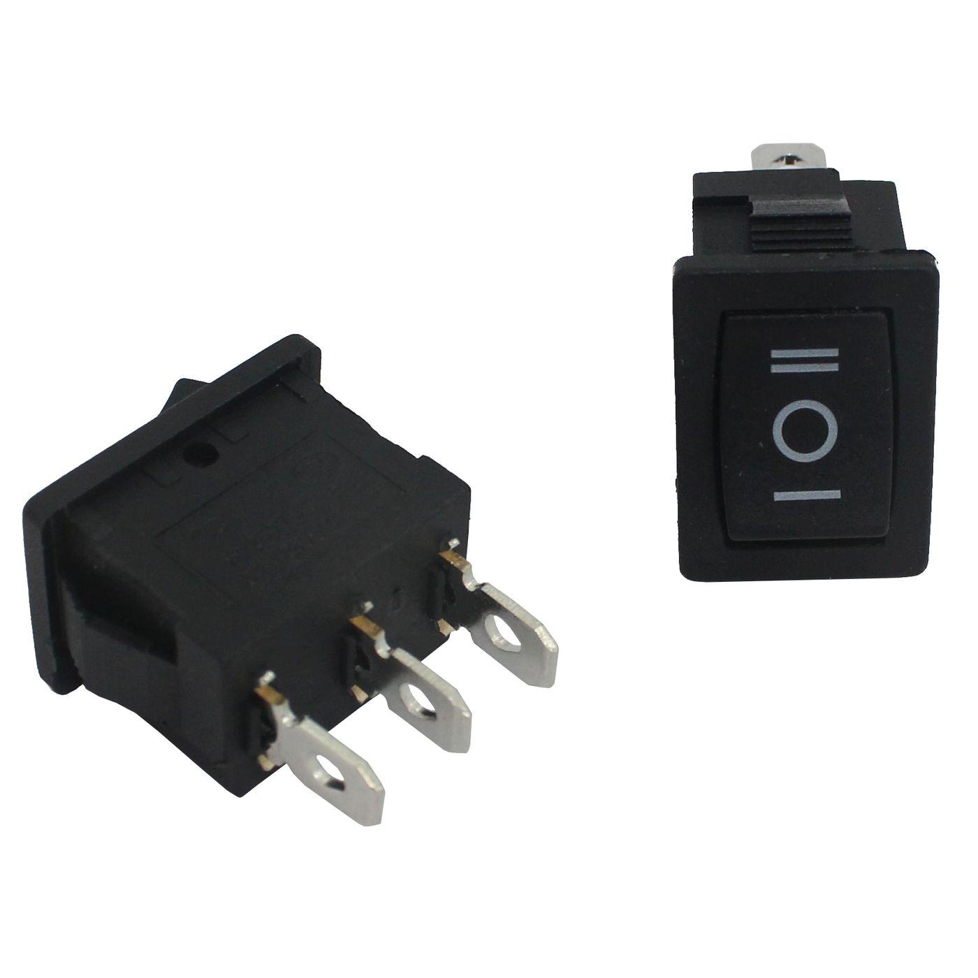 5x Toggle switch 1pole 250V 6A I-0-II 21x15mm Black Rocker switch