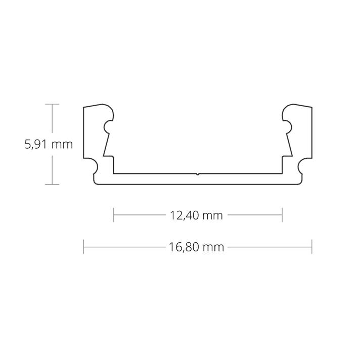 1m LED profile PL1 White 16,8x5,9mm Aluminium Mounting profile for 12mm LED strips