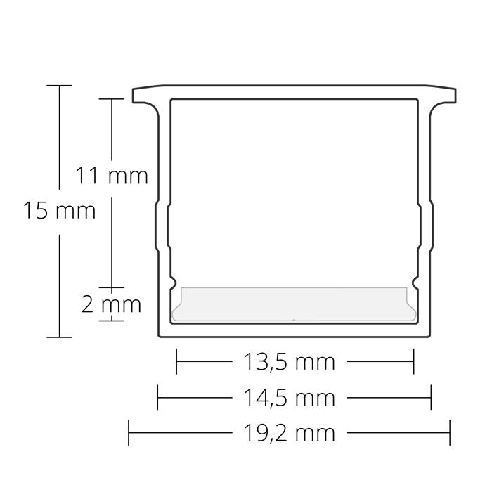1m Abdeckung C21 für Profil PN8 19,2x15mm Kunststoff Opal Satiniert
