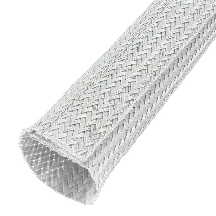 1m Flexible cable conduit d20-30mm White Cable duct Fabric hose Hook + Loop