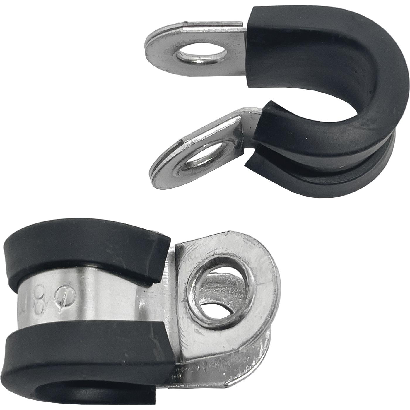 10x P-Clip Leitungsschelle Edelstahl V2A mit Gummi 8mm Rohrschelle Halterungsschelle