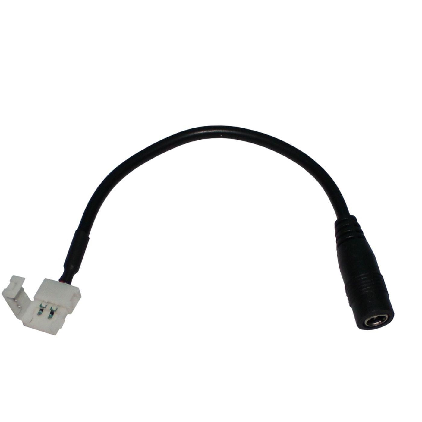15cm LED DC Connector DC Socket 5,5/2,1mm -> Clip Black for single-colour LED strips 2-Pin