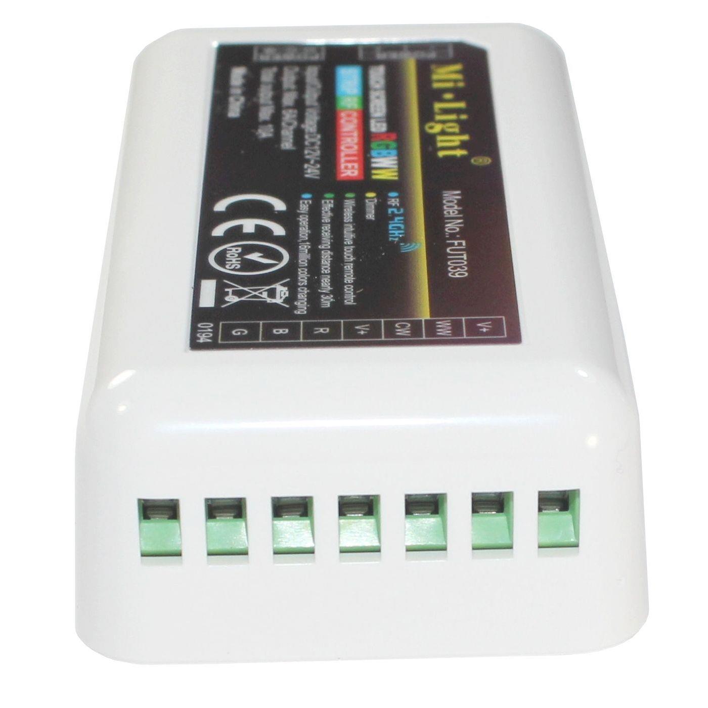 MiLight MiBoxer RGBW CCT LED 4-Zone Empfänger 12...24V 240W für Farbwechsel Streifen 6-Pin